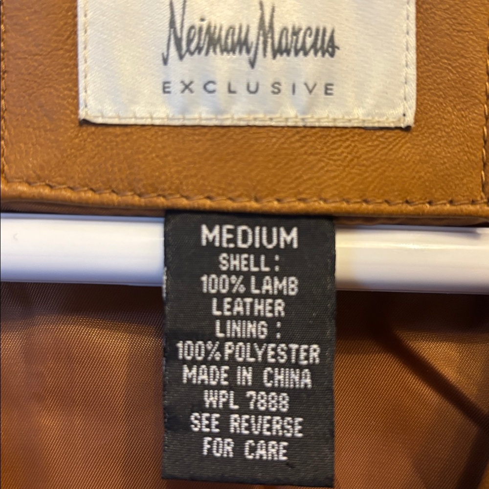 Neiman Marcus Camel Brown Leather Blazer - Picture 3 of 4